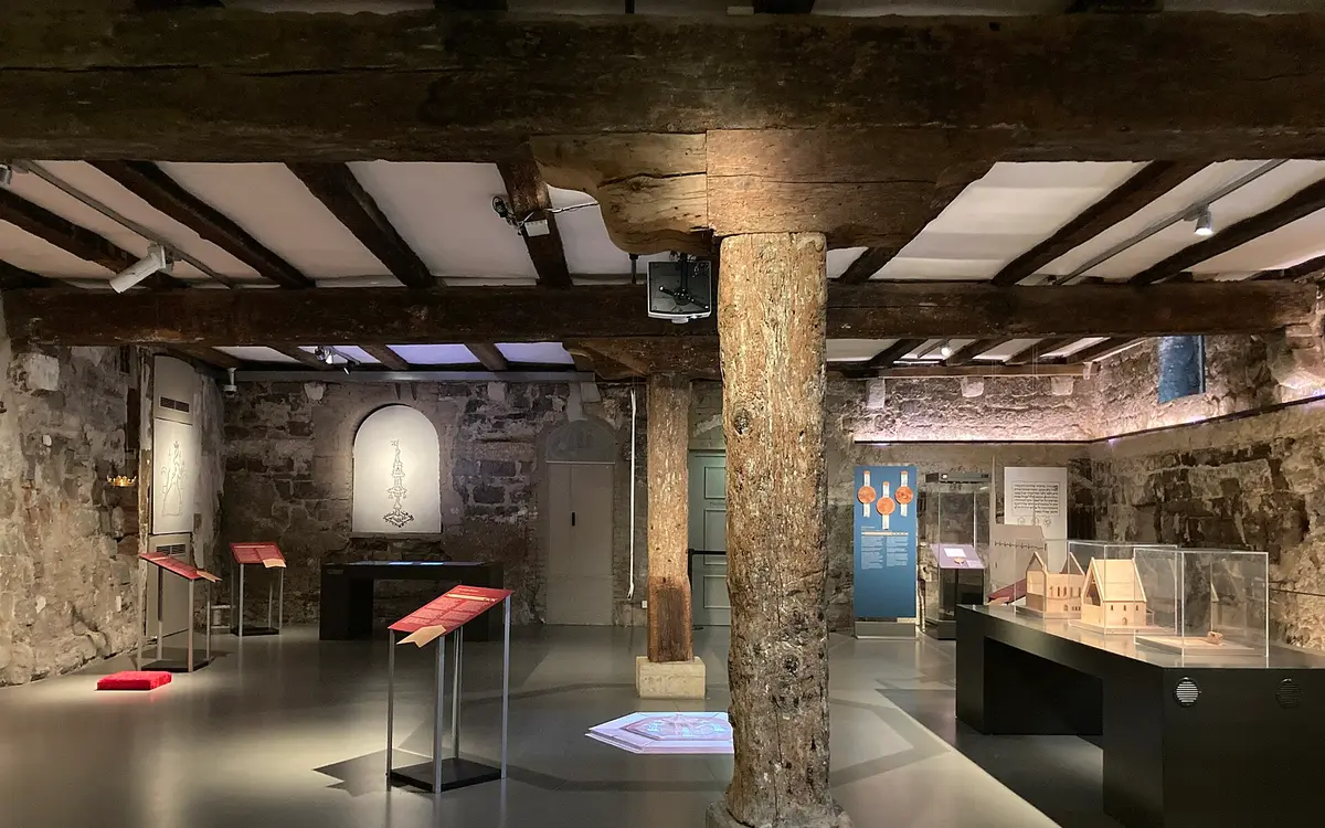 Interior of a historic synagogue site in Erfurt