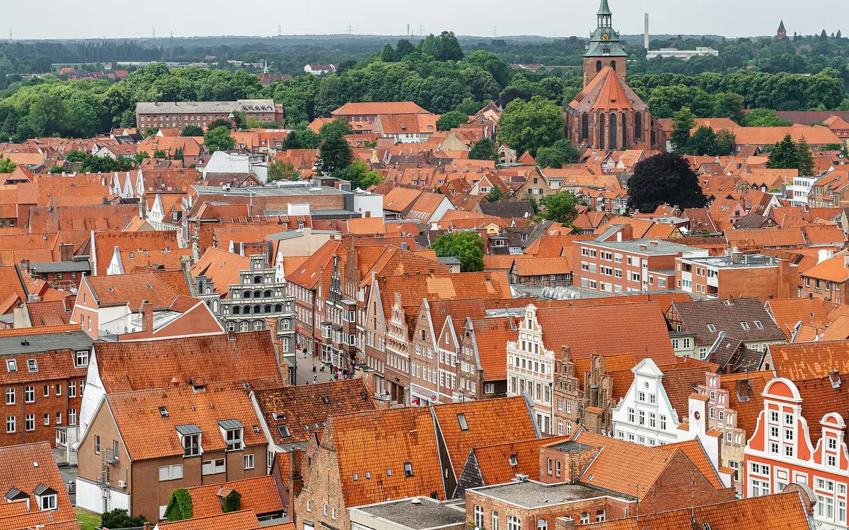 Rooftops of Lüneburg's old town seen from above