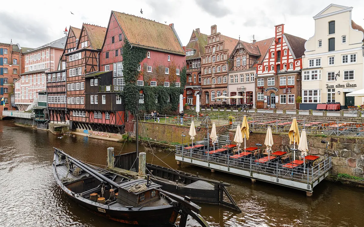 Historic Stintmarkt harbour square in Lüneburg