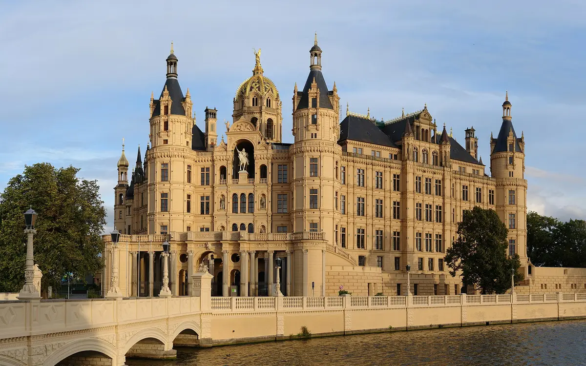 Schwerin lakeside and old town seen across the water