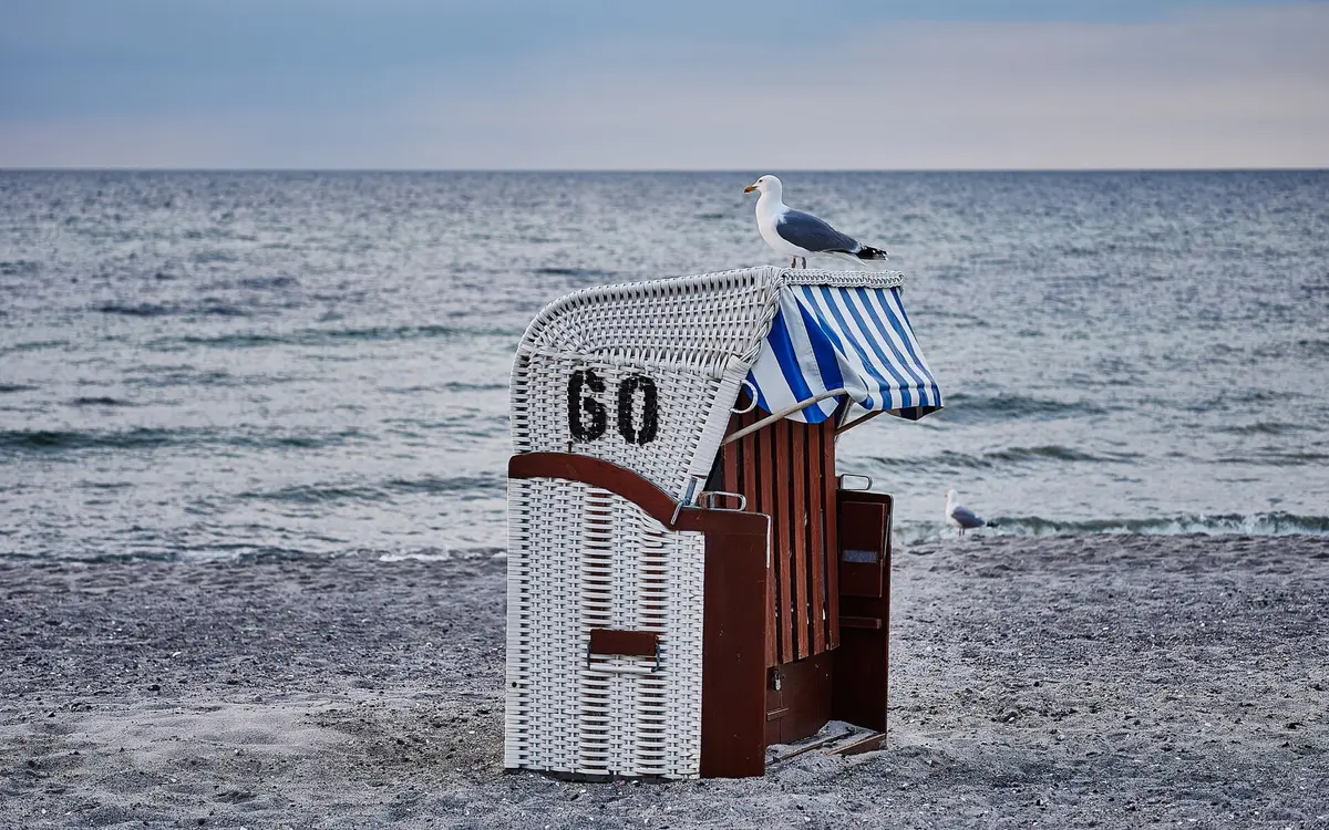 A Strandkorb beach chair on the Baltic beach