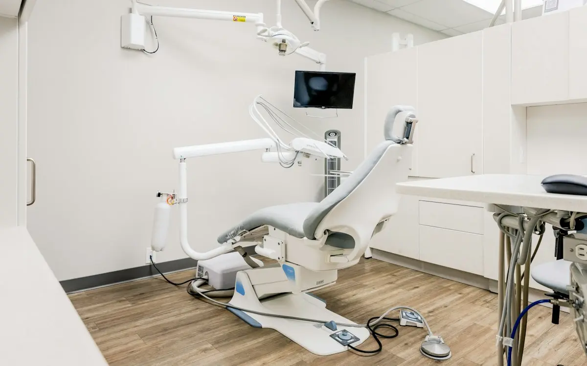 Modern dental treatment room with a patient chair